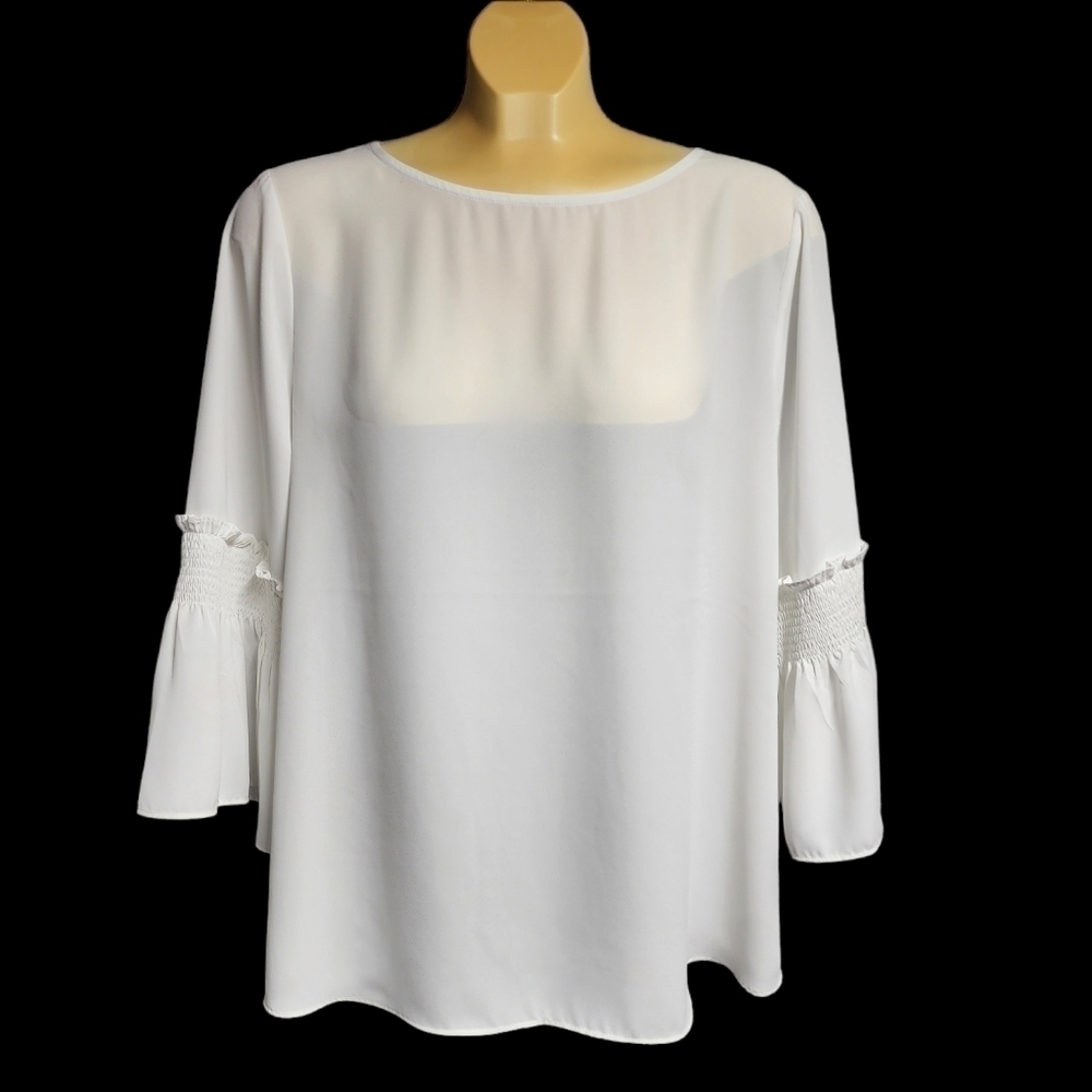 Ruffle sleeve crew neck top​